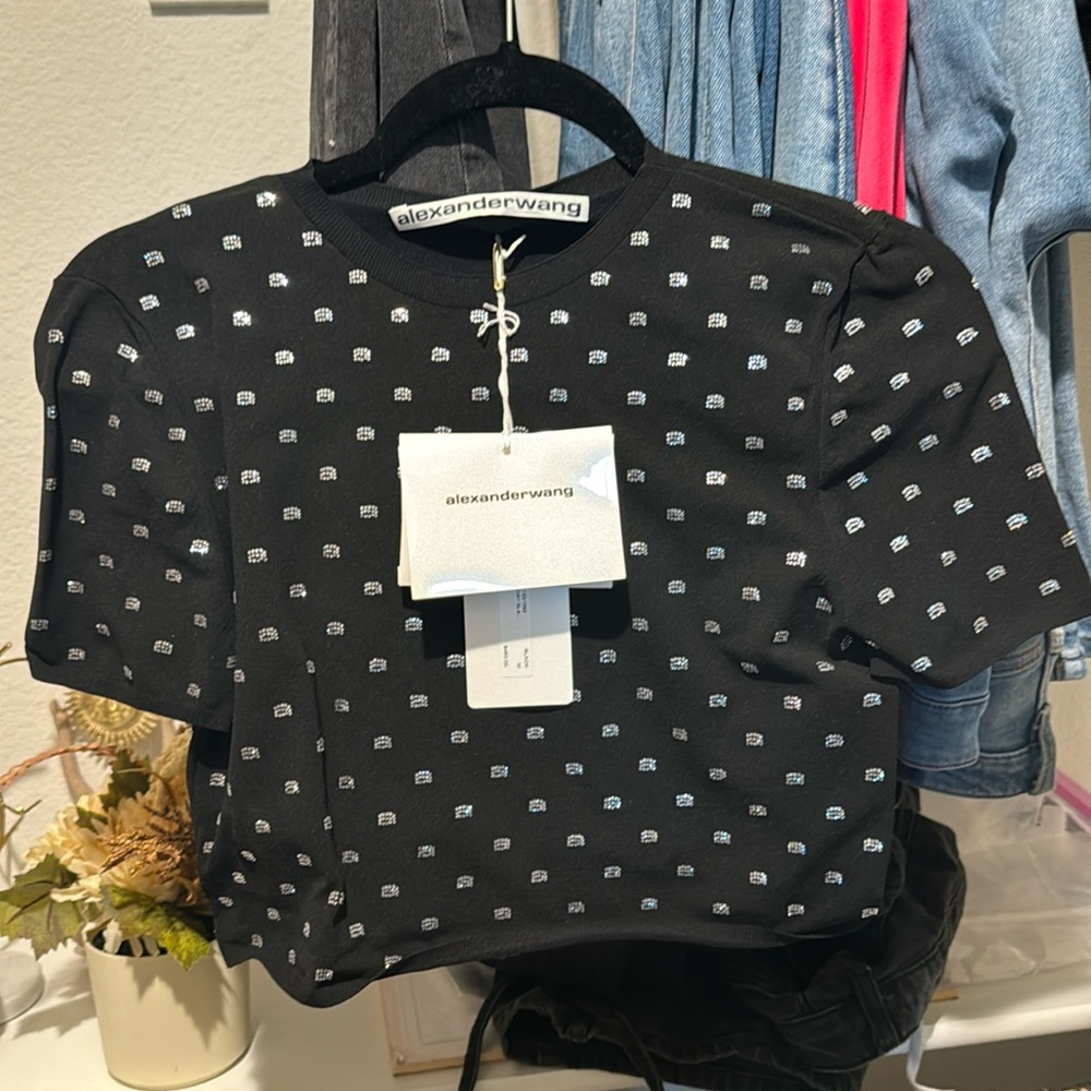 Alexander wang crystal logo short sleeve
